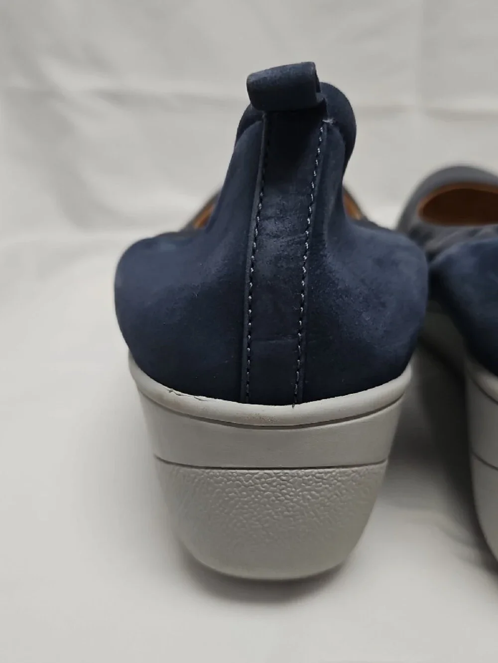 Vionic Jacey Womens 11 Navy Leather Suede Slip On Wedge Sneakers Comfort Shoes